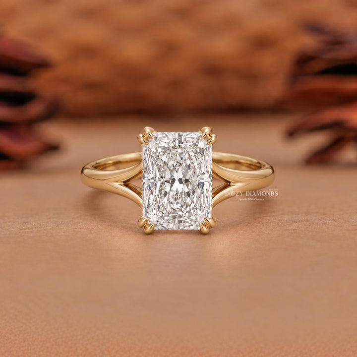 2.50CT Radiant E/VVS2 Lab Grown Diamond Split Shank Solitaire Engagement Ring