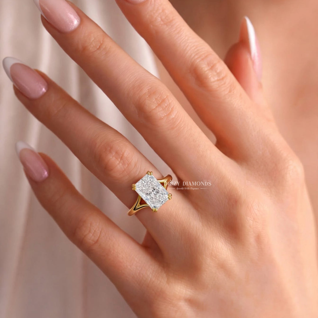 2.50CT Radiant E/VVS2 Lab Grown Diamond Split Shank Solitaire Engagement Ring