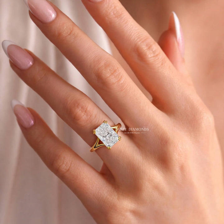 2.50CT Radiant E/VVS2 Lab Grown Diamond Split Shank Solitaire Engagement Ring