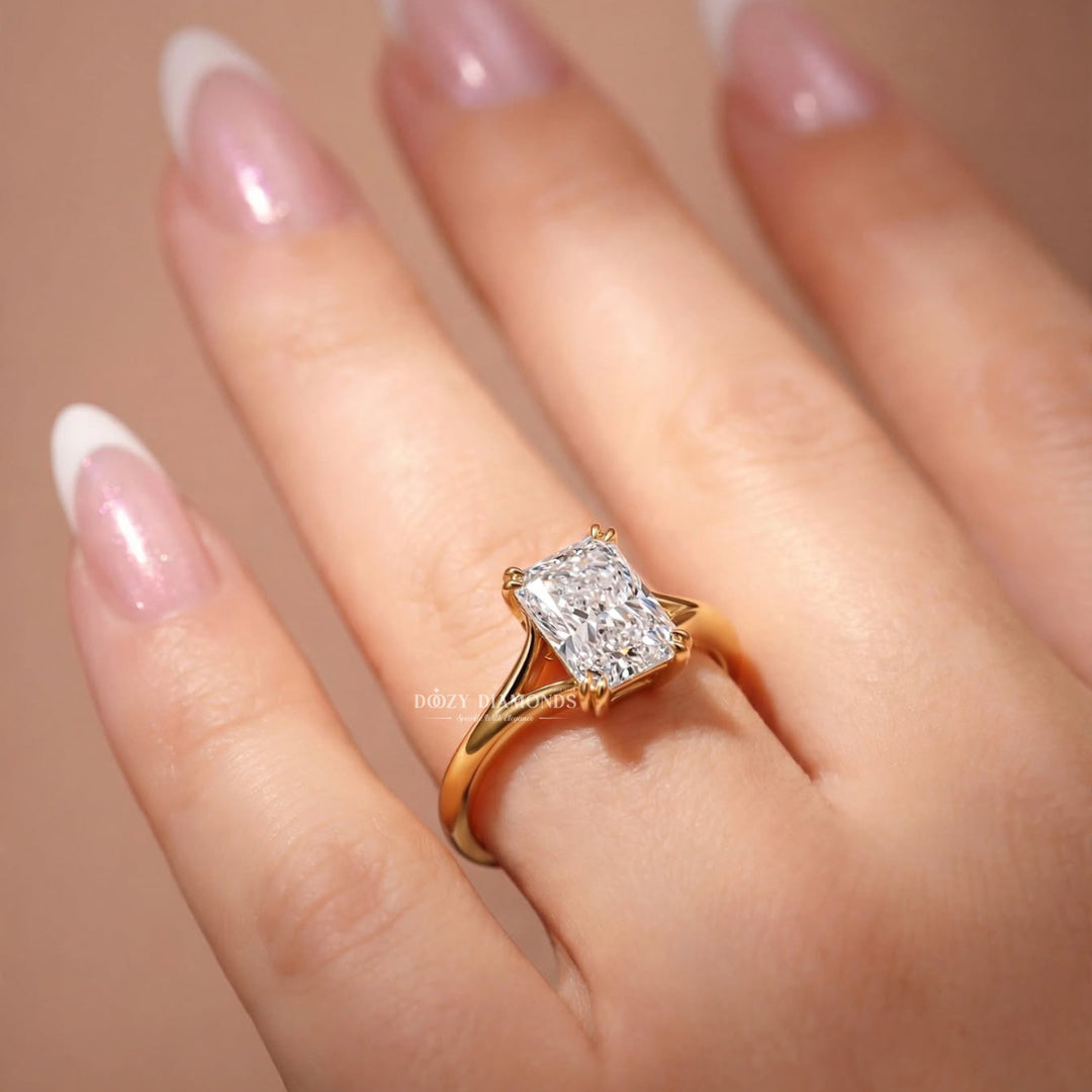2.50CT Radiant E/VVS2 Lab Grown Diamond Split Shank Solitaire Engagement Ring