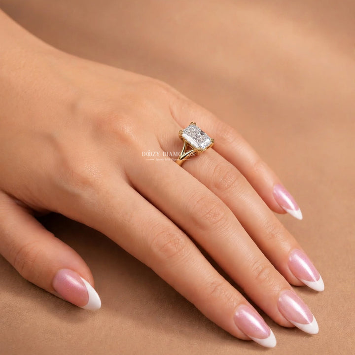 2.50CT Radiant E/VVS2 Lab Grown Diamond Split Shank Solitaire Engagement Ring