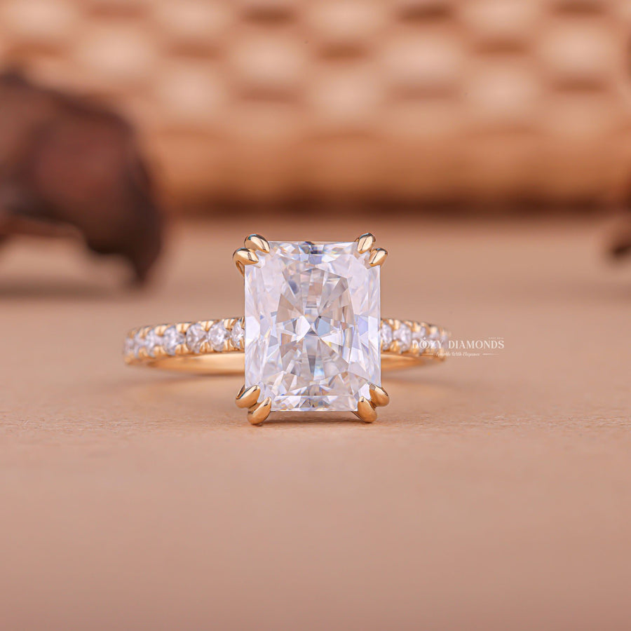 2.50CT radiant hidden halo lab grown diamond engagement ring for sale