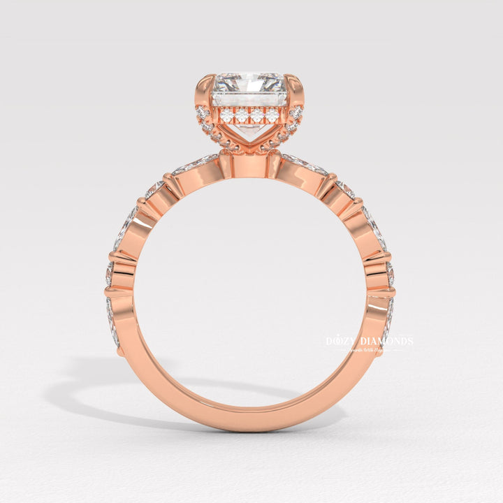 Marquise pave engagement ring offered in gold and platinum