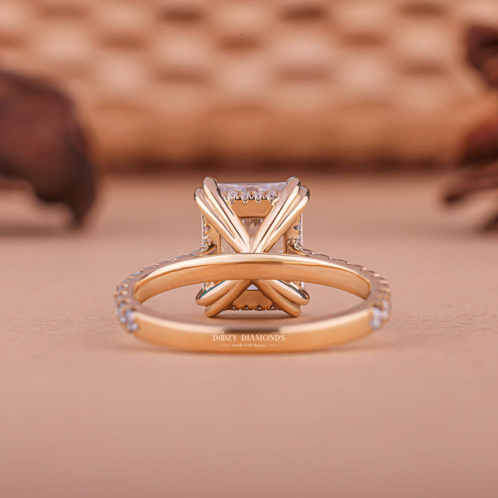 Shop the radiant cut hidden halo engagement ring collection online