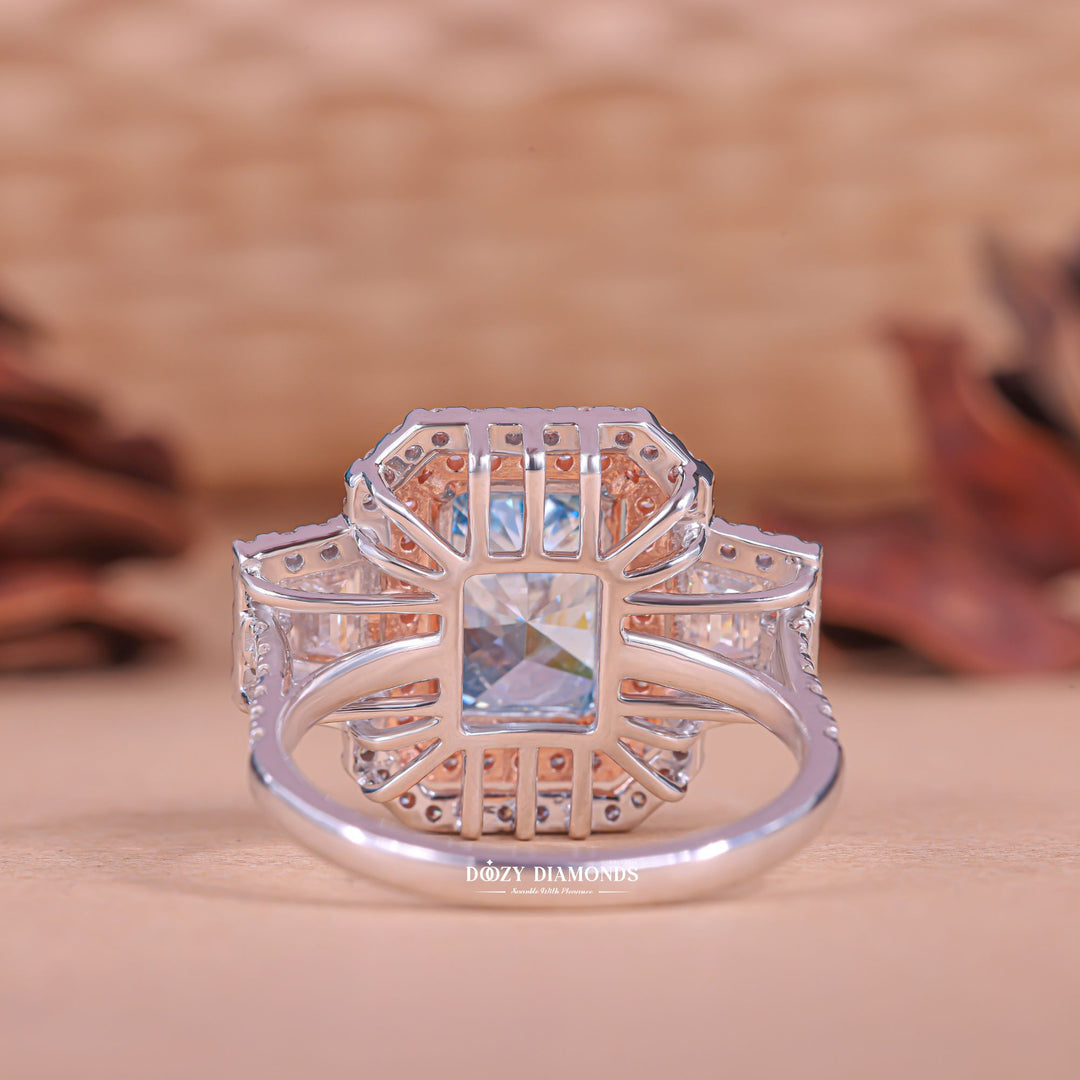 Radiant halo engagement ring with IGI certificate and packaging
