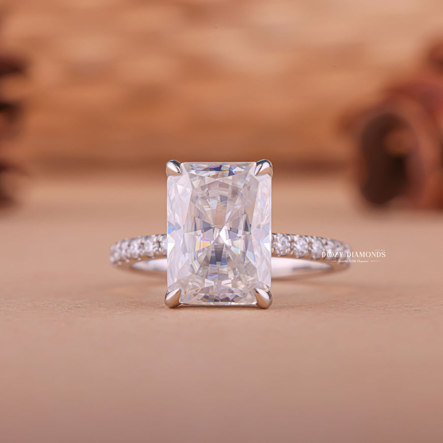 Buy 2.0CT radiant hidden halo lab grown diamond engagement ring online