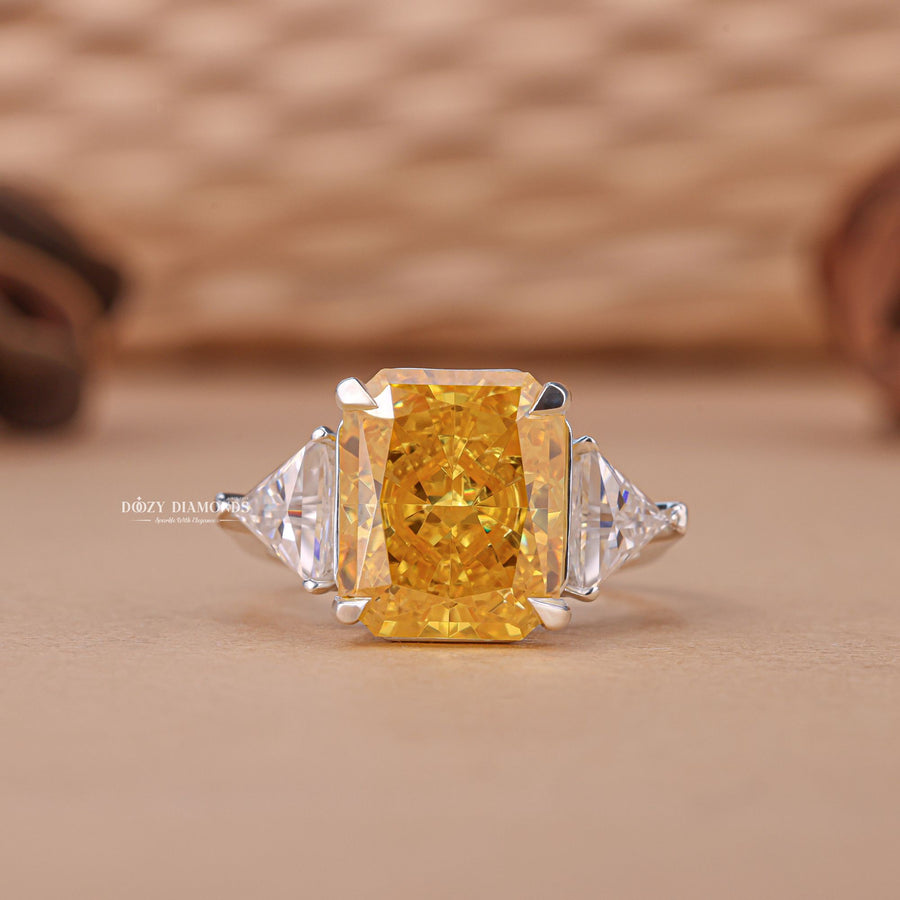 Shop radiant three stone lab grown diamond engagement ring