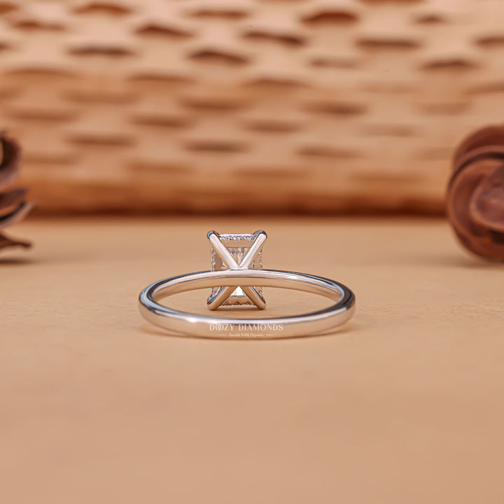 Premium radiant cut hidden halo engagement ring crafted in solid gold