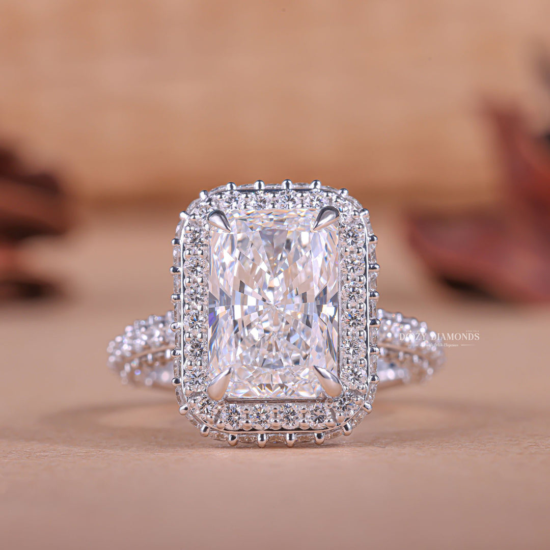 Discover radiant halo lab grown diamond engagement ring online