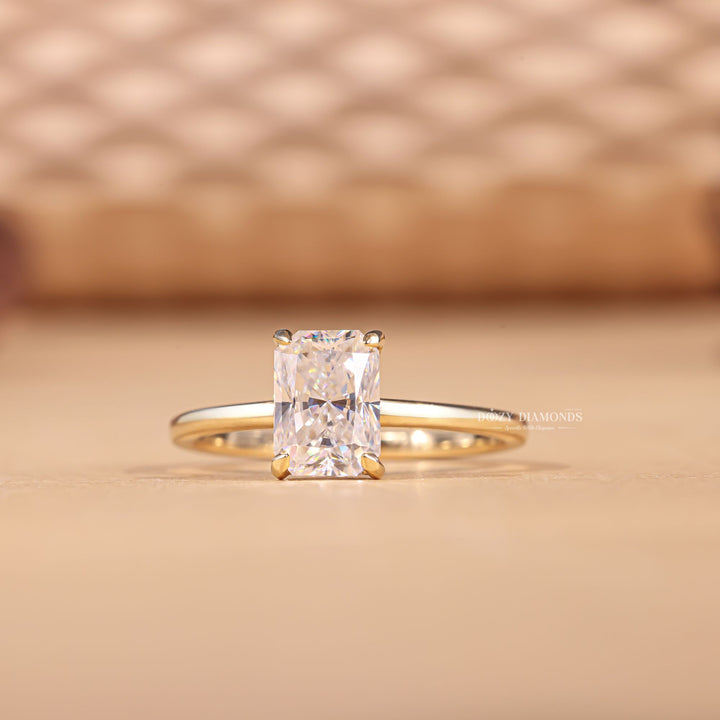 Shop radiant cut hidden halo lab grown diamond engagement ring online