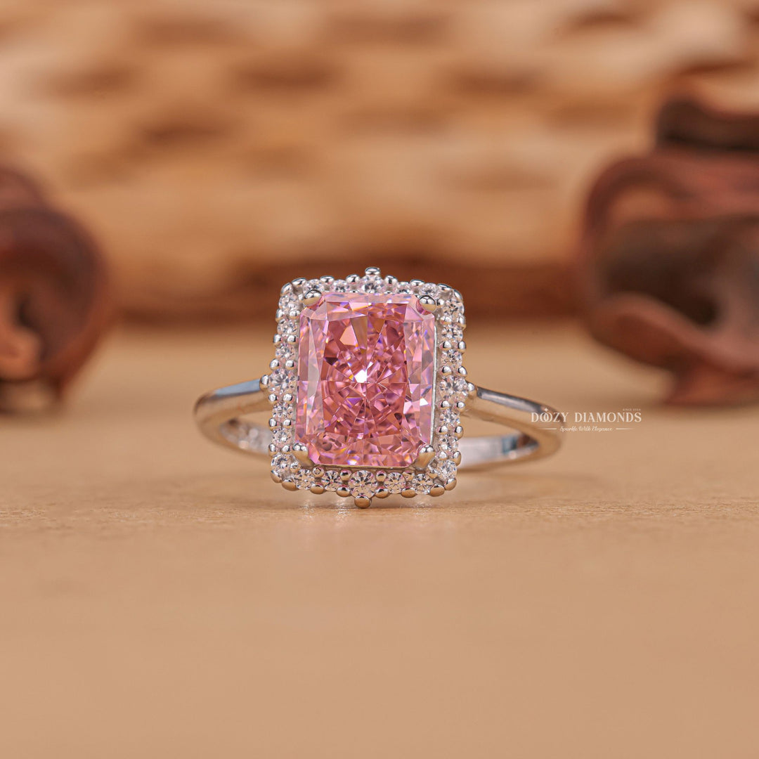 2.0CT radiant halo lab grown diamond engagement ring for sale