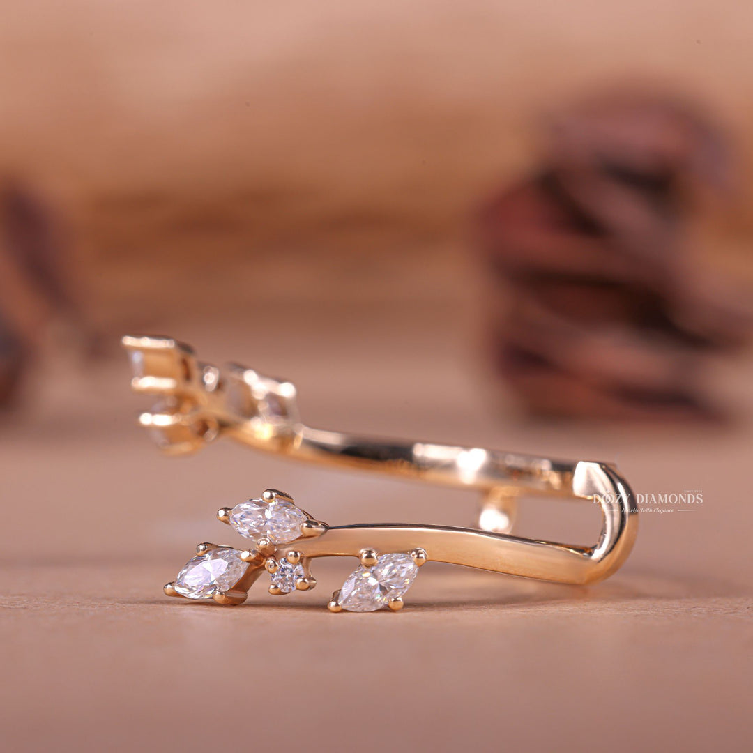 Close-up of 0.15CT round marquise lab grown diamonds
