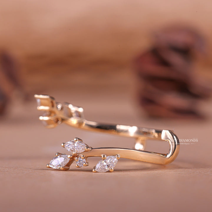 Close-up of 0.15CT round marquise lab grown diamonds
