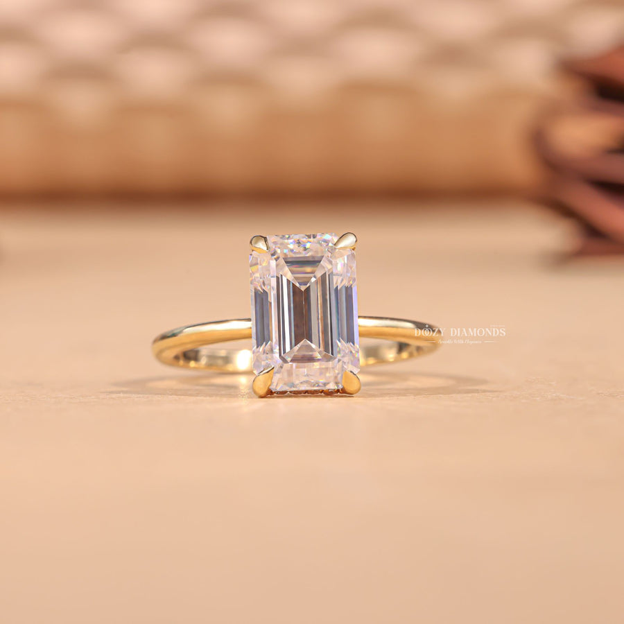 Buy 3.0CT emerald hidden halo lab grown diamond engagement ring online
