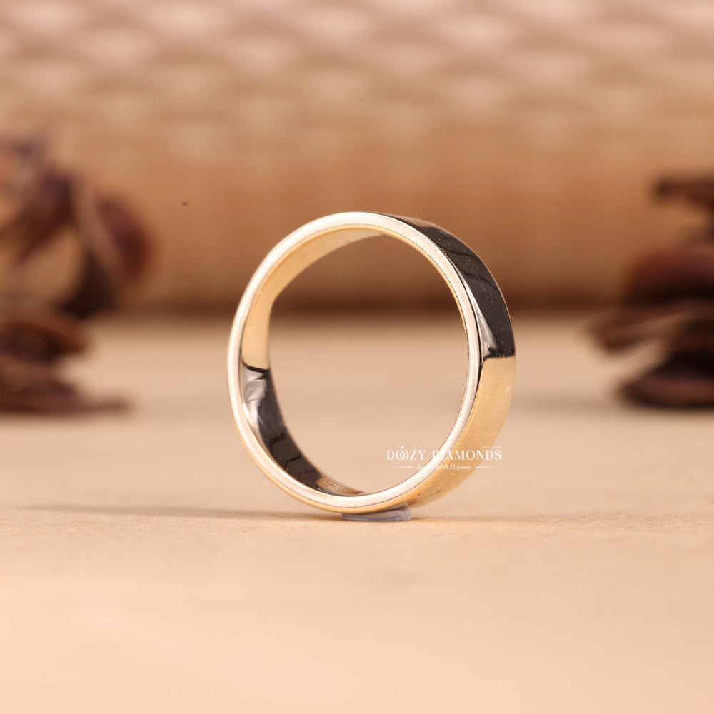 5.0mm Hammered Wedding Band Cigar Curved Band For Her - Doozy Diamonds
