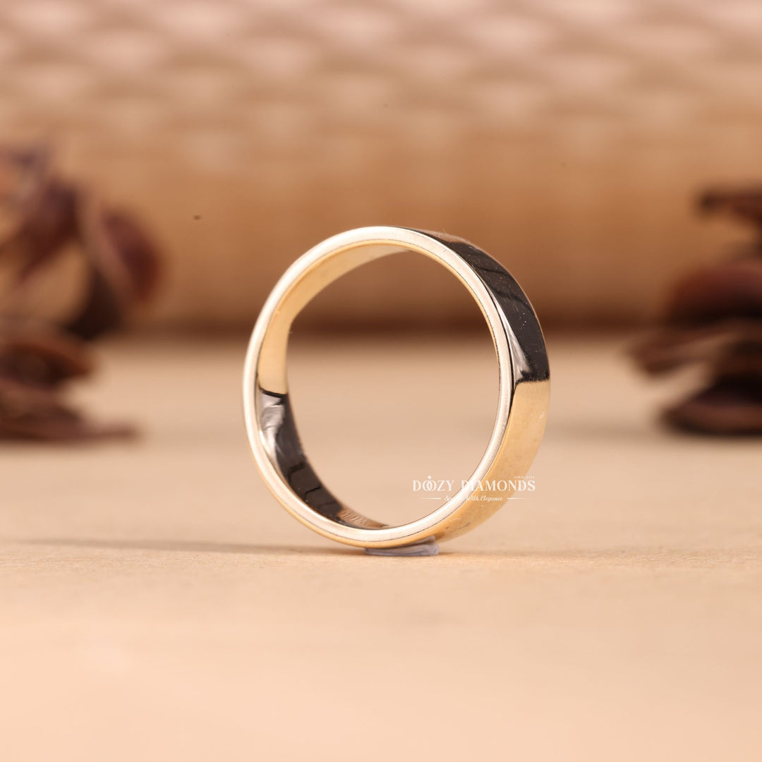 5.0mm Hammered Wedding Band Cigar Curved Band For Her - Doozy Diamonds