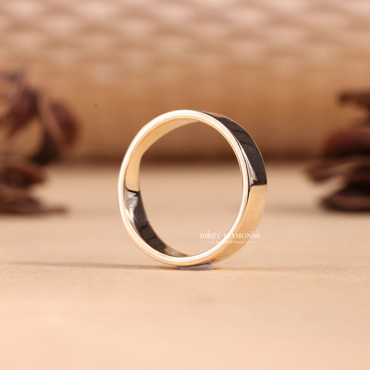 5.0mm Hammered Wedding Band Cigar Curved Band For Her - Doozy Diamonds