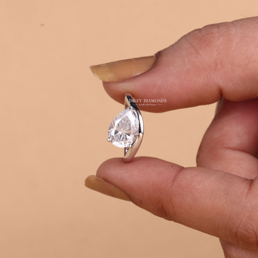 2.0CT pear solitaire lab grown diamond engagement ring for sale