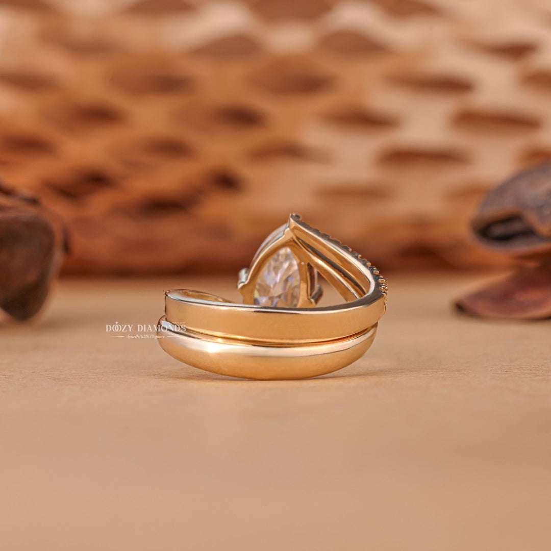 2.0CT Marquise Cut EF - VS2 Lab Grown Unique Engagement Ring with Open Wedding Band - Doozy Diamonds