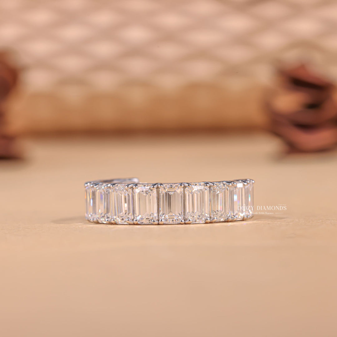 Ethically sourced emerald diamond eternity band