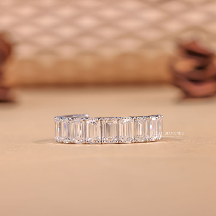 Ethically sourced emerald diamond eternity band