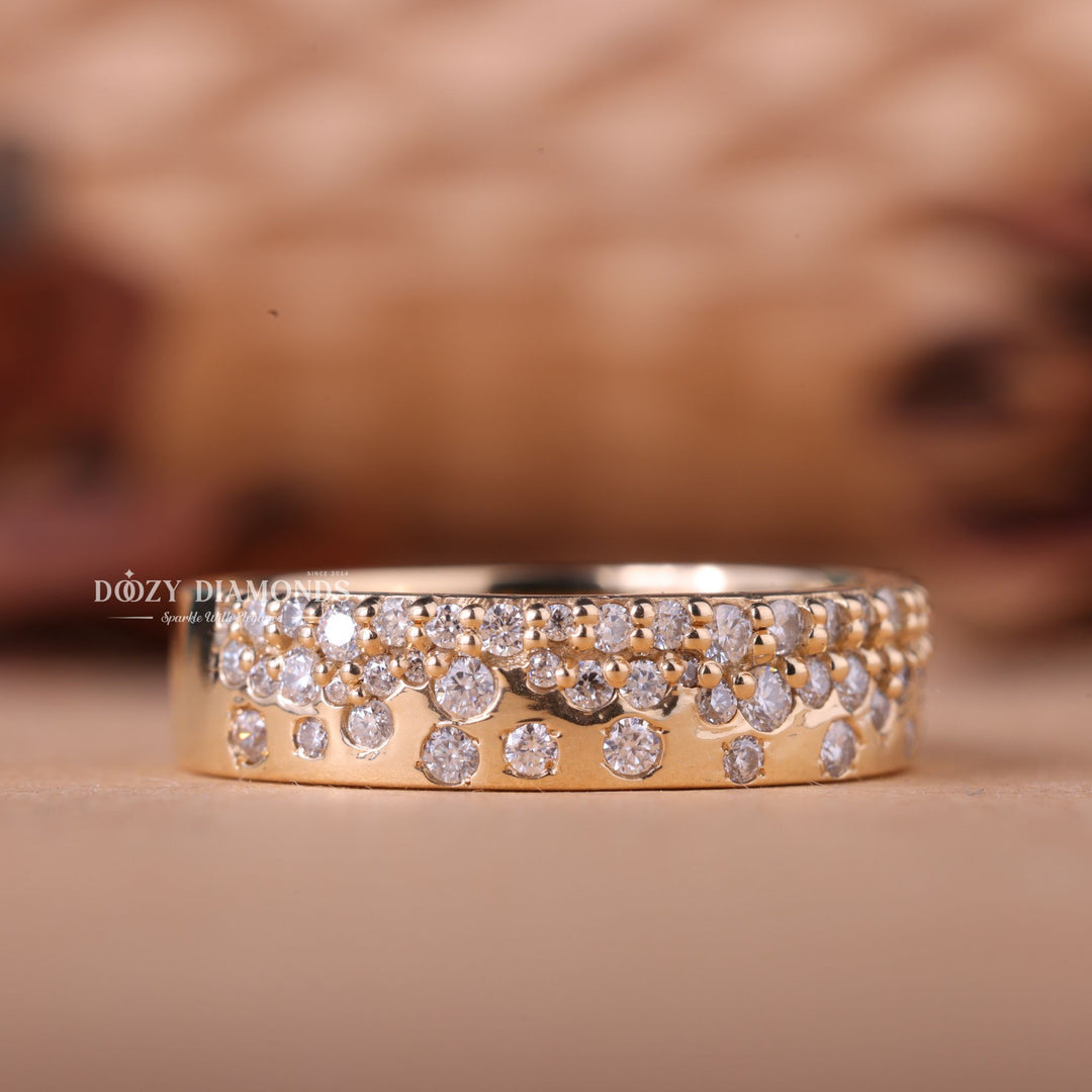 Round round diamond wedding band front view