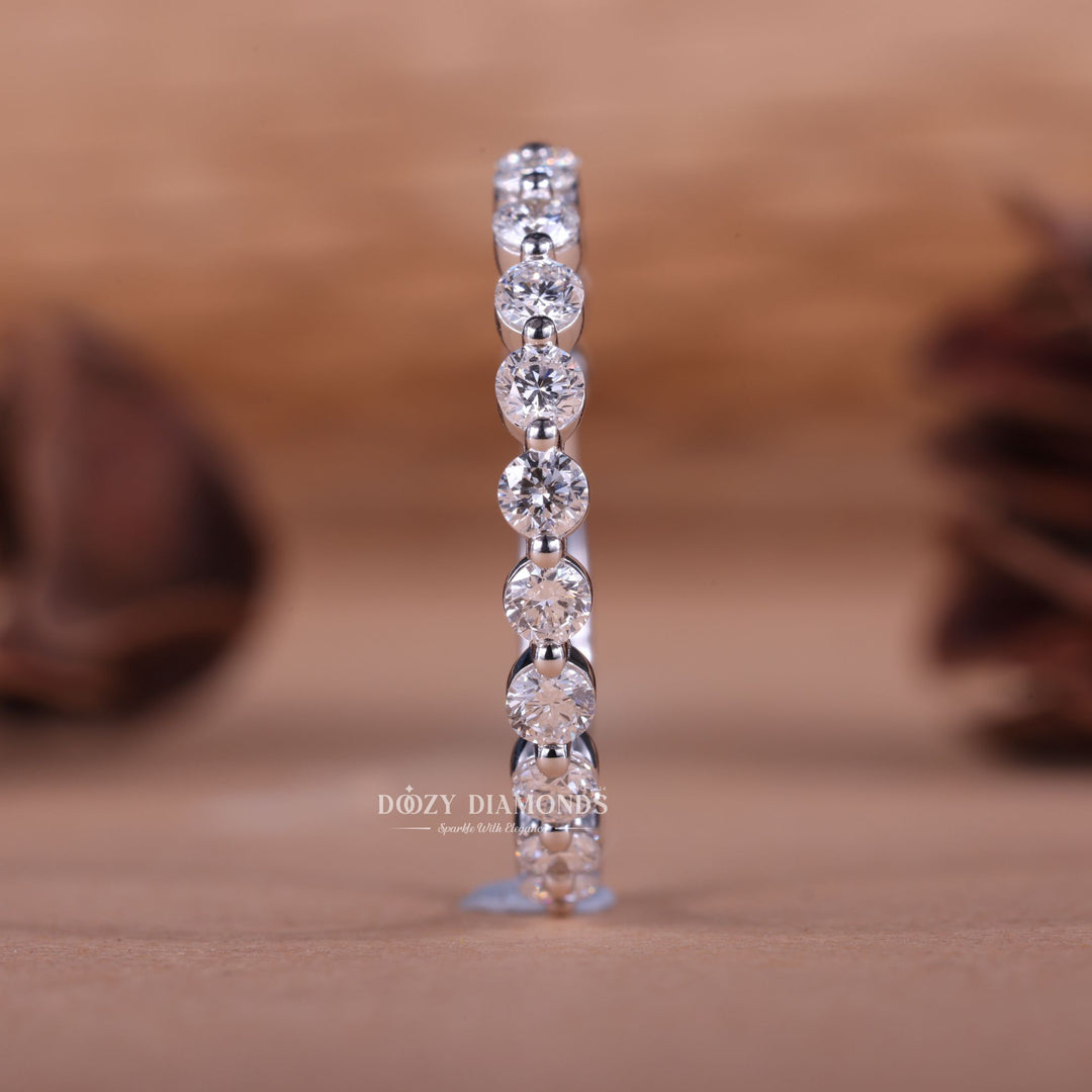 Round round diamond wedding band front view