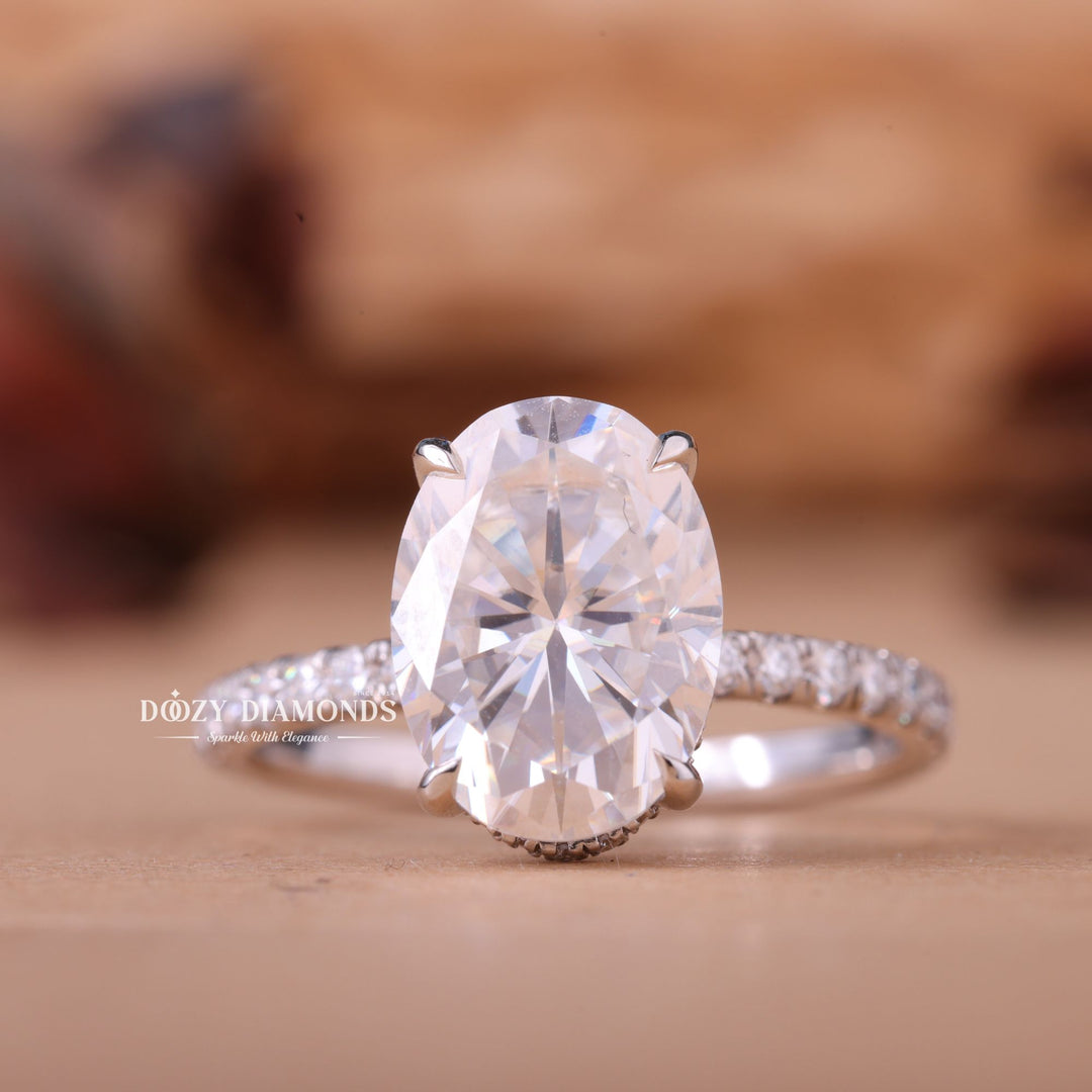Buy 2.50CT oval hidden halo lab grown diamond engagement ring online