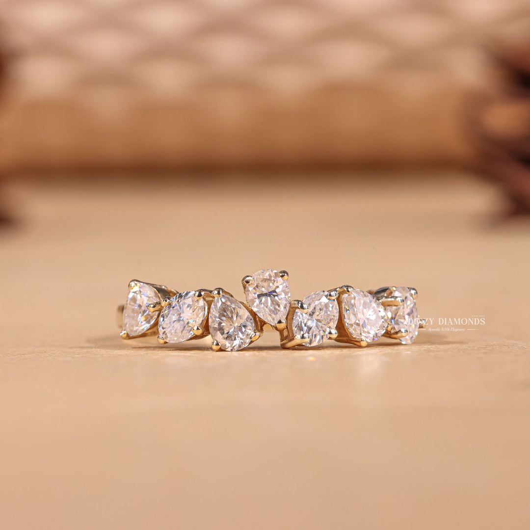Oval & Pear oval & pear diamond wedding band front view