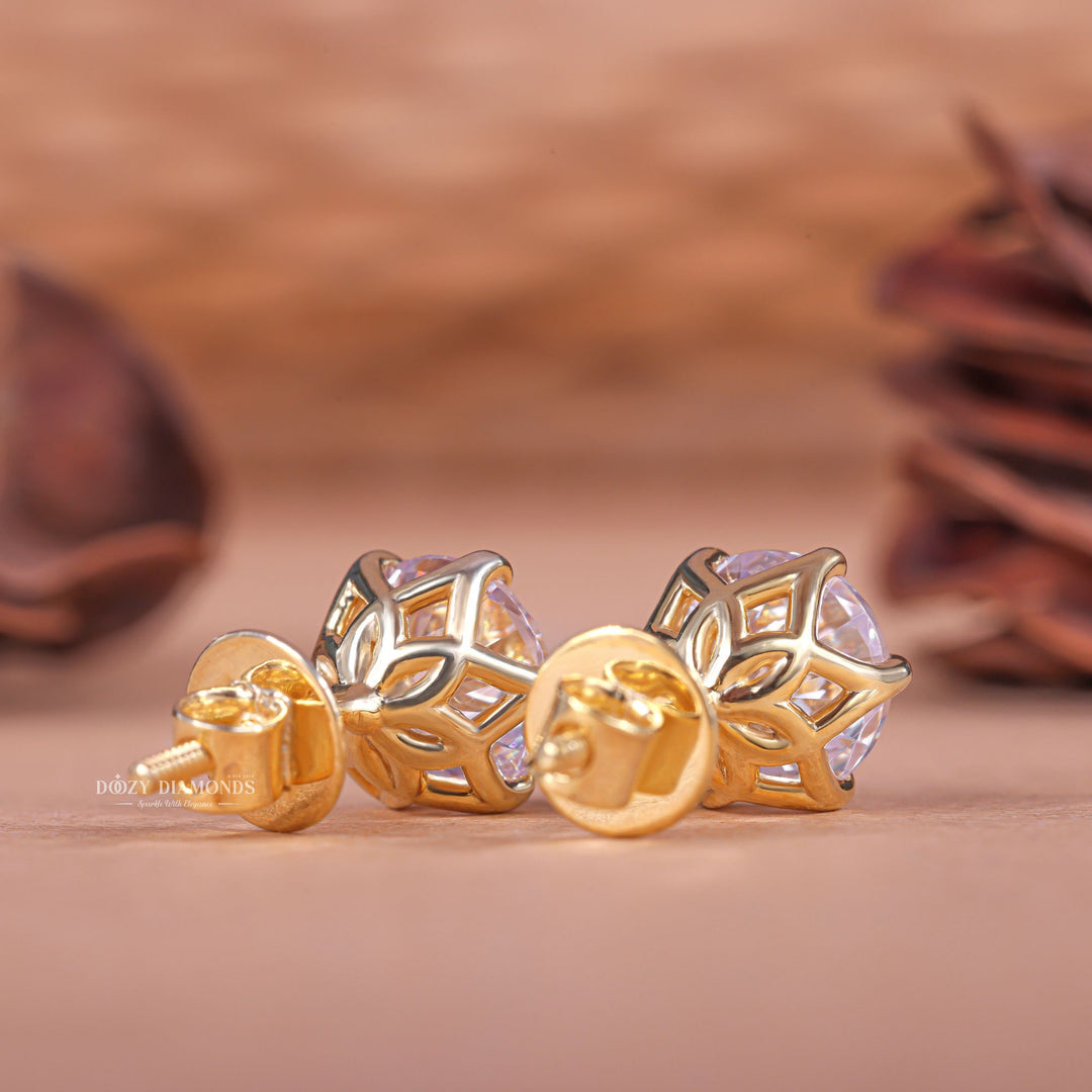 Round EF-VS2 Lab-Grown Diamond Tulip Set Stud Earrings