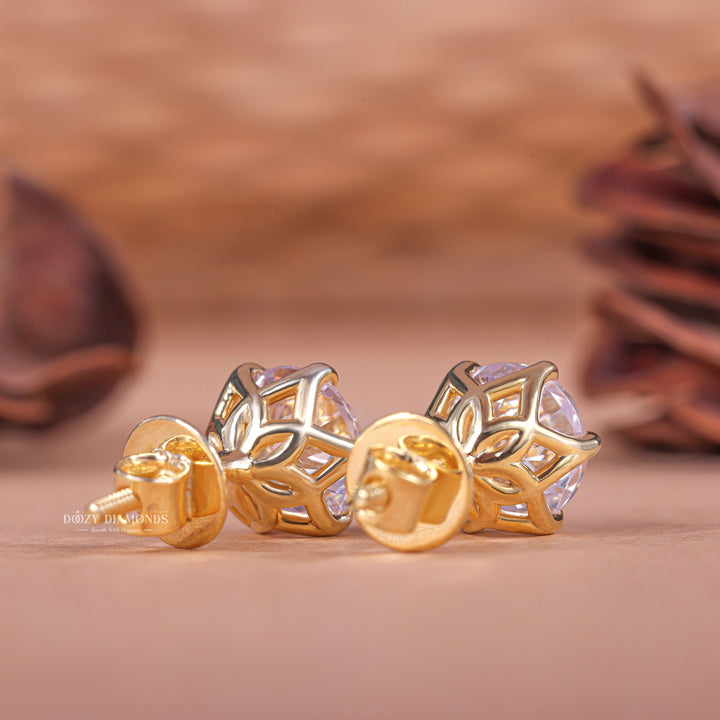 Round EF-VS2 Lab-Grown Diamond Tulip Set Stud Earrings