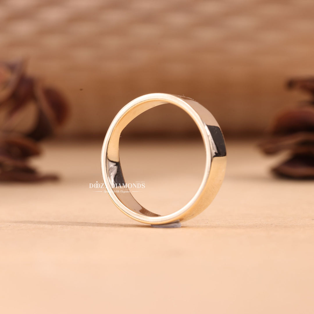 5.0mm Hammered Wedding Band Cigar Curved Band For Her - Doozy Diamonds