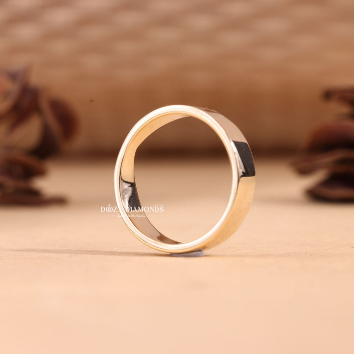 5.0mm Hammered Wedding Band Cigar Curved Band For Her - Doozy Diamonds