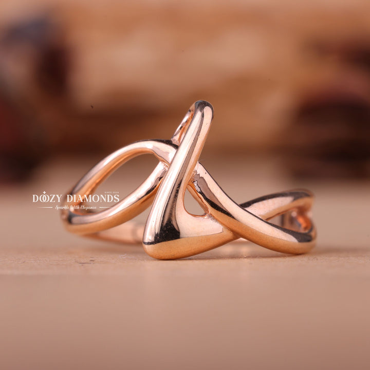 14K-18K Solid Rose Gold Plain Unique Wedding Band
