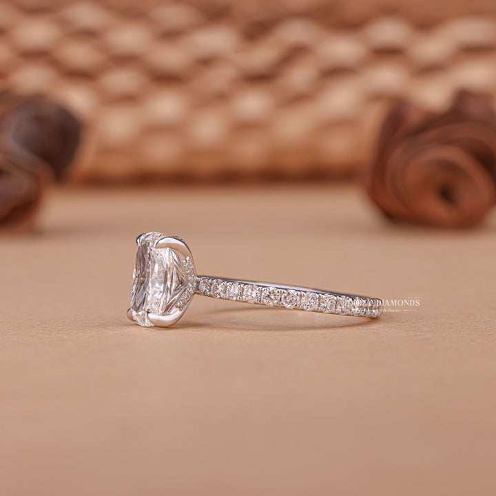 Cushion pave engagement ring with brilliant diamond sparkle