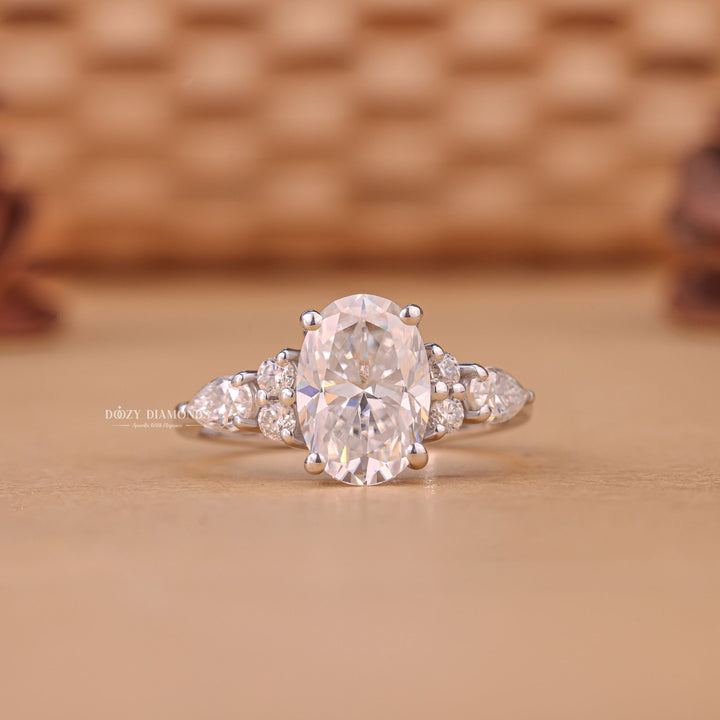 Buy 1.50CT oval cluster lab grown diamond engagement ring online
