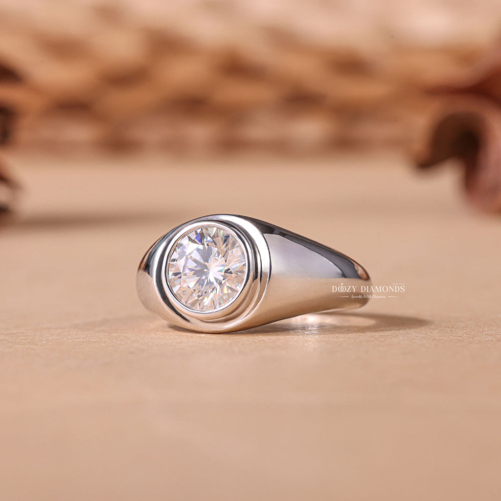 Fine craftsmanship detail on round dome engagement ring