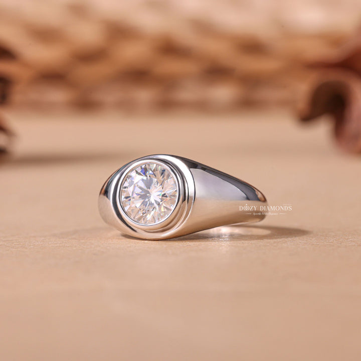 Fine craftsmanship detail on round dome engagement ring