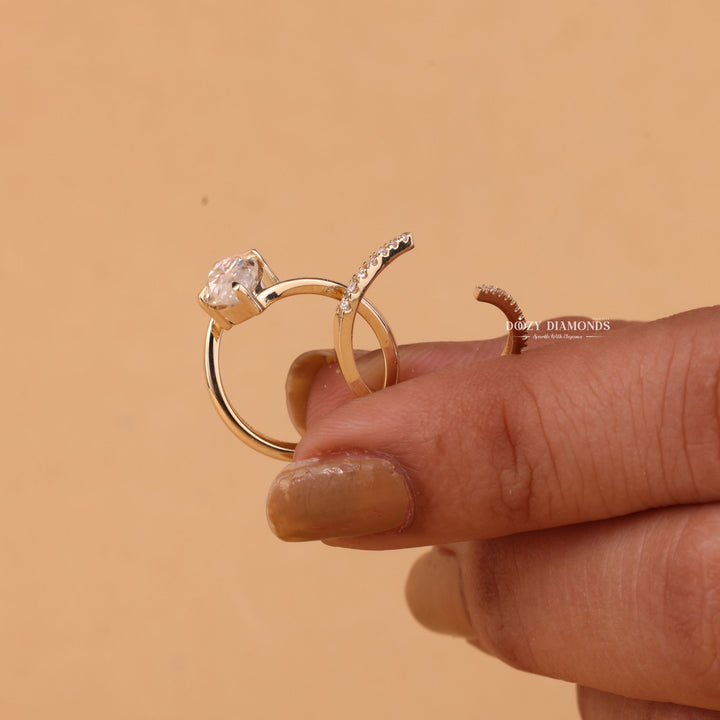 2.0CT Marquise Cut EF - VS2 Lab Grown Unique Engagement Ring with Open Wedding Band - Doozy Diamonds