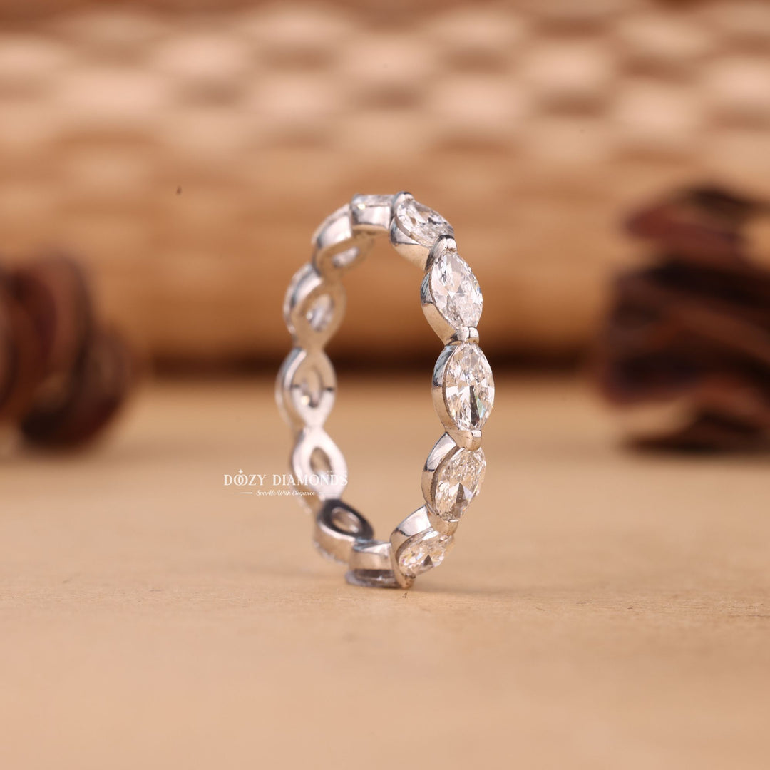 Pear pear diamond wedding band front view