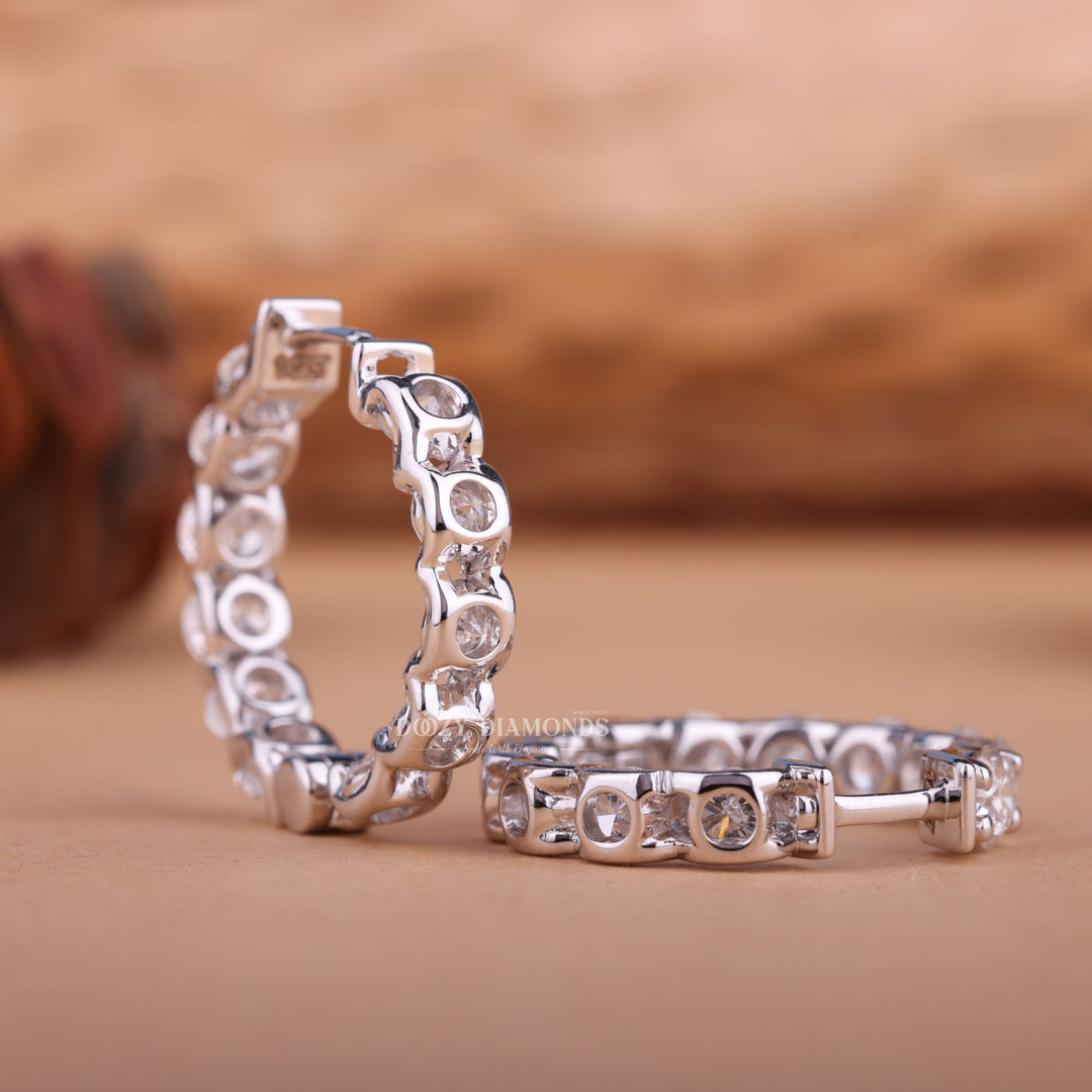 Round EF - VS2 Lab - Grown Diamond Hoops Earrings - Doozy Diamonds