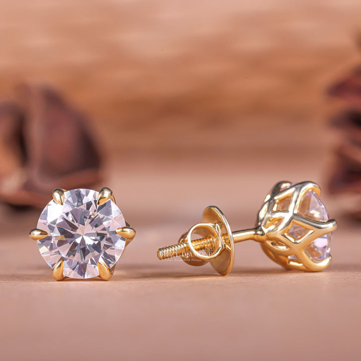 Round EF-VS2 Lab-Grown Diamond Tulip Set Stud Earrings