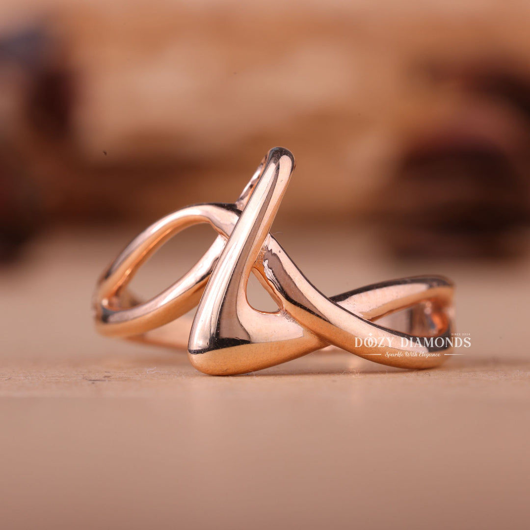 14K-18K Solid Rose Gold Plain Unique Wedding Band