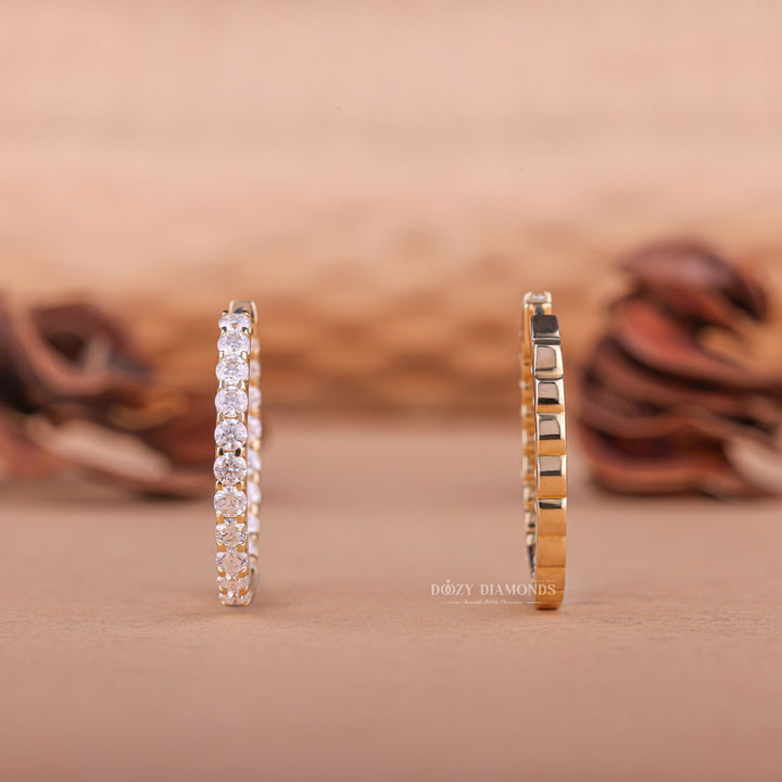 Round EF-VS2 Lab-Grown Diamond Hoops Earrings in 18k Yellow Gold