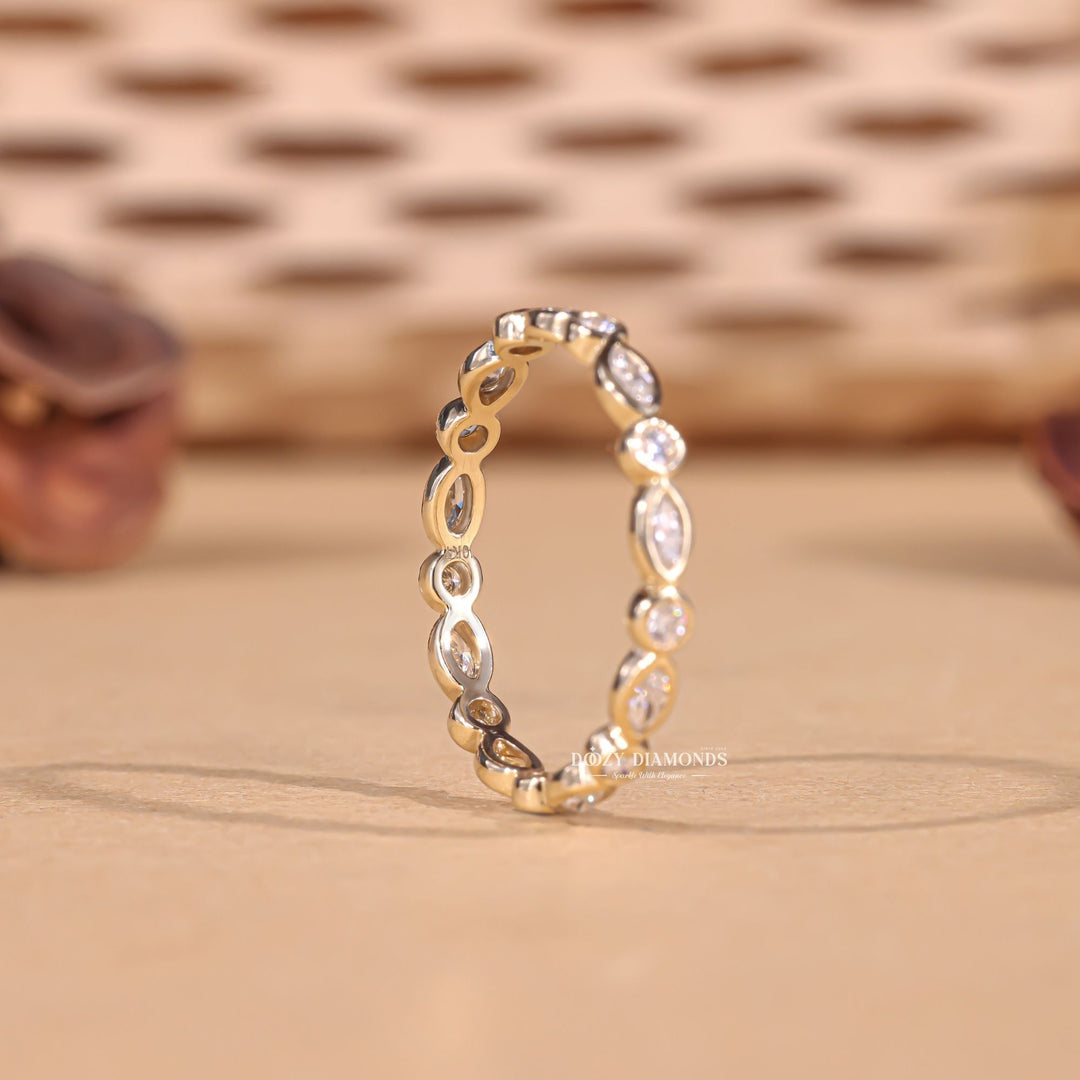 Ethically sourced round marquise diamond eternity band