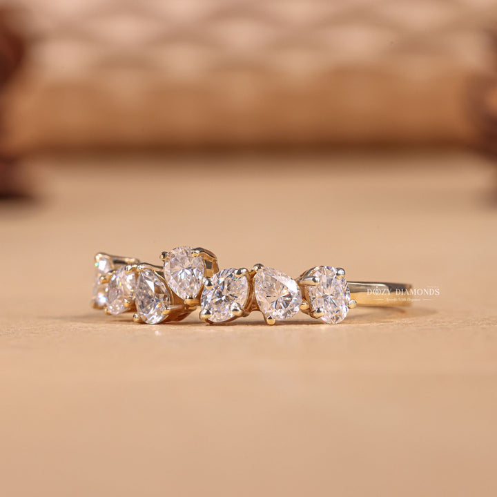 Close-up of 0.80CT oval & pear lab grown diamonds