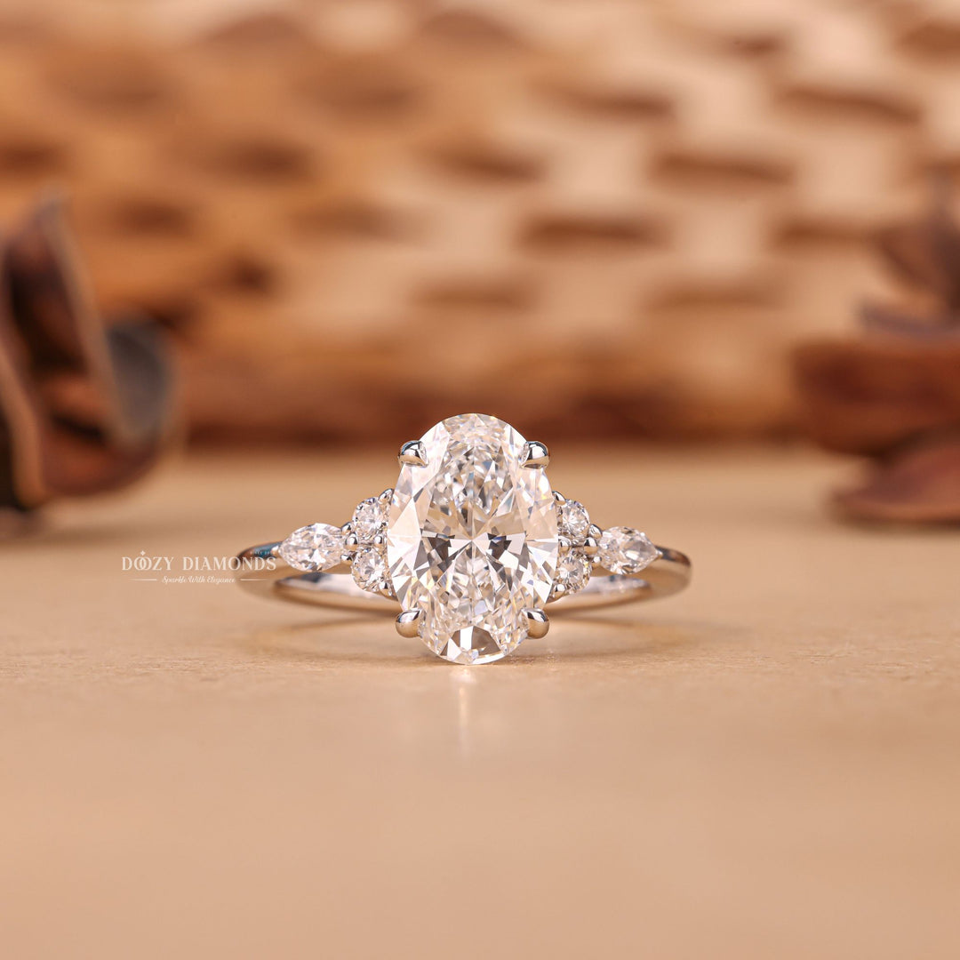 Discover oval cluster lab grown diamond engagement ring online