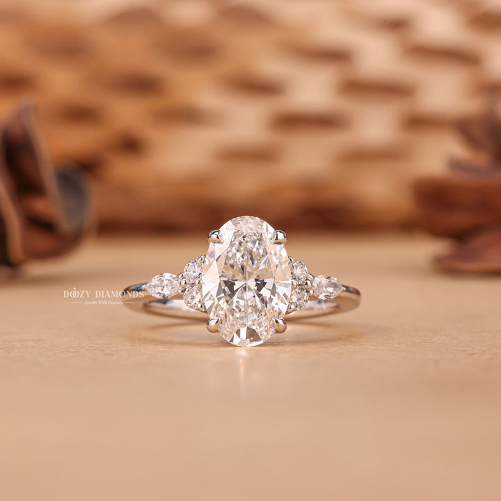 Discover oval cluster lab grown diamond engagement ring online