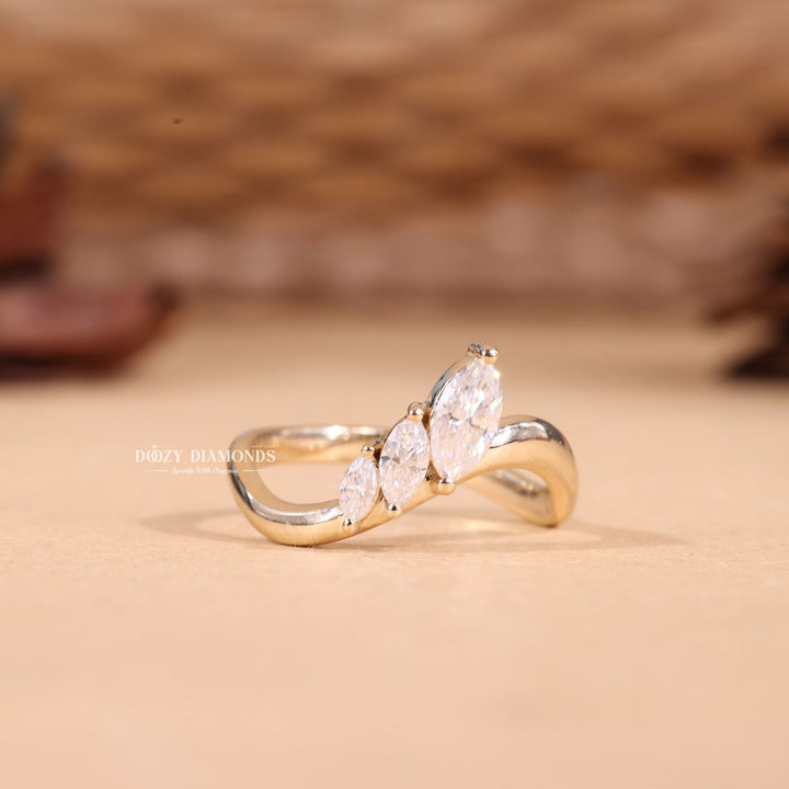 Marquise marquise diamond wedding band front view