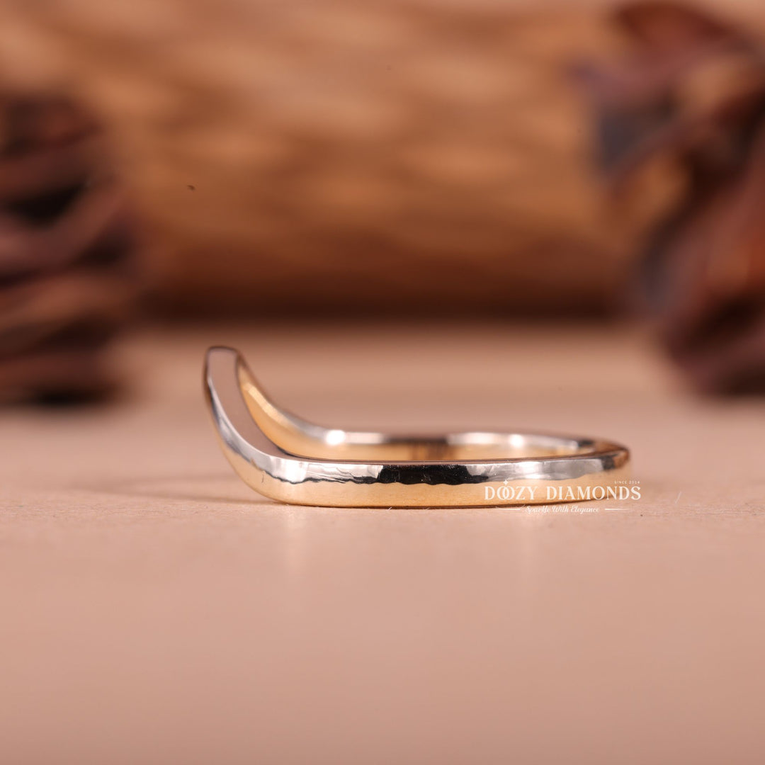 14k - 18k Solid Gold Plain Curved Stacking Wedding Band - Doozy Diamonds